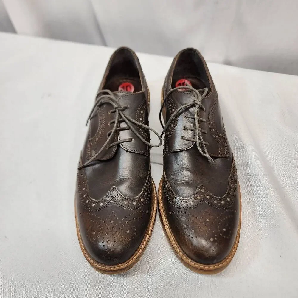 Red Tape Mens 10 Brown Leather Stitch Down Oxford Dress Shoes, Business Professi